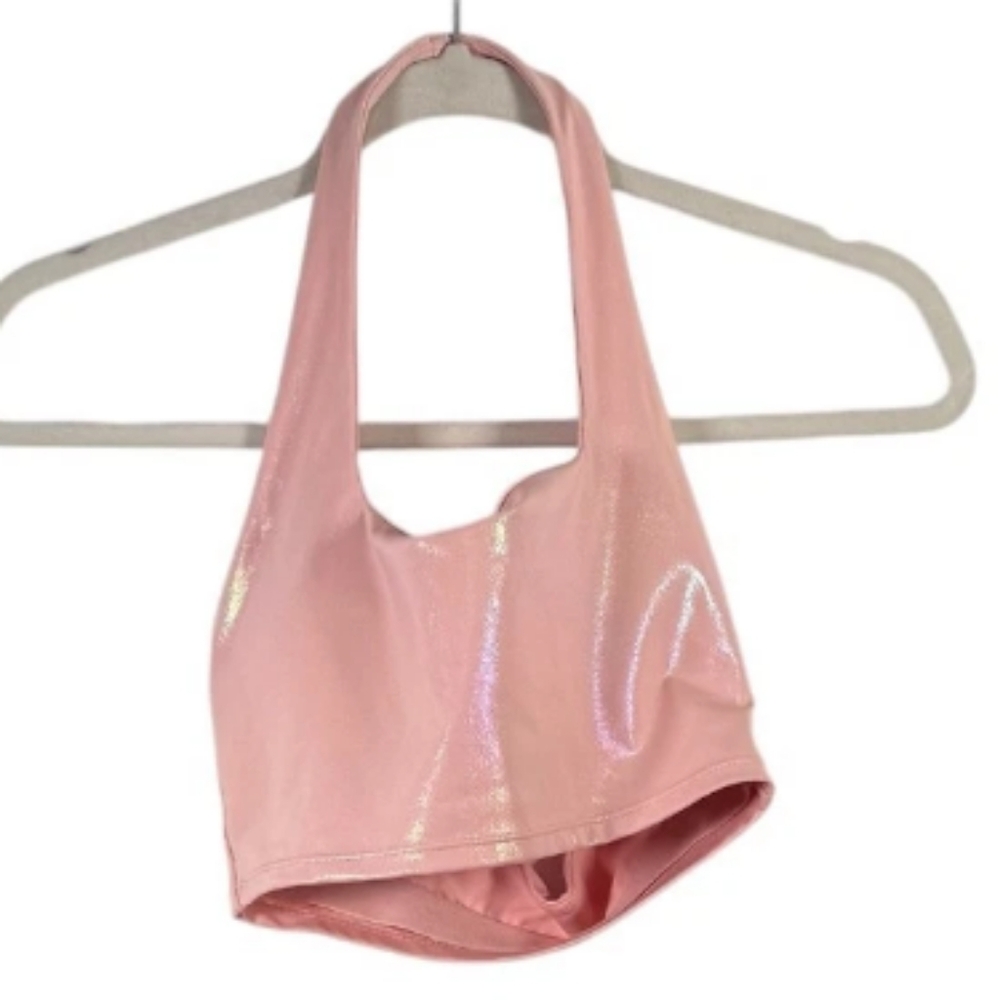 💕NWOT Buffbunny Juicy Holographic Set- Pink Halter Top & Shorts-Bailey - Picture 2 of 8